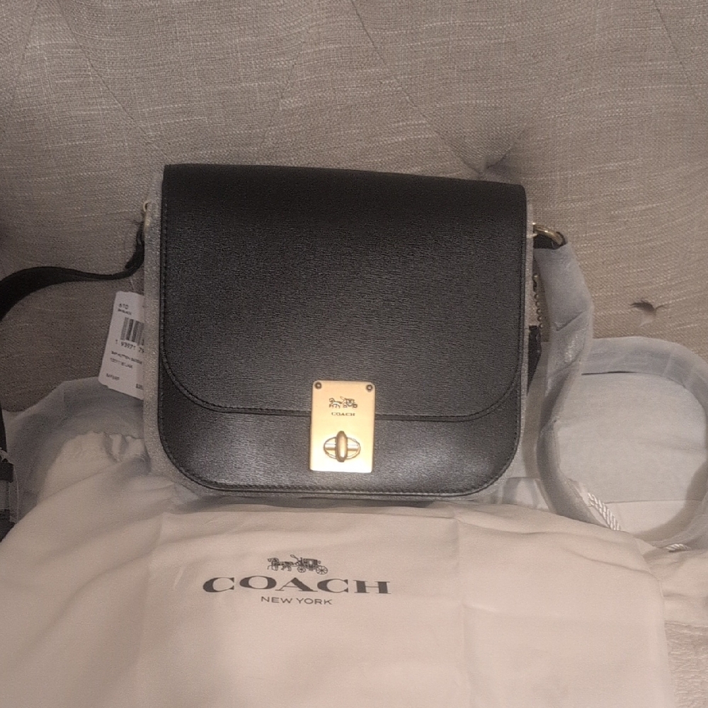 Coach Black Hutton Saddle Bag